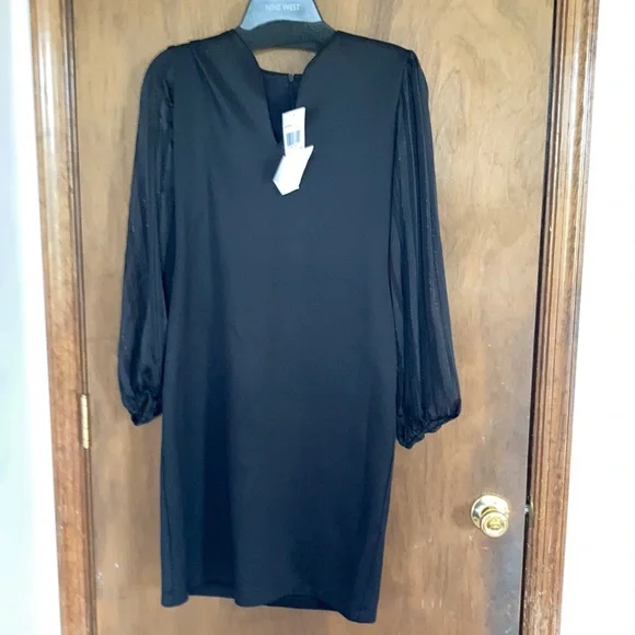 Connected apparel black dress sleeves w sheer stripes 6P 6 petite - Picture 3 of 15